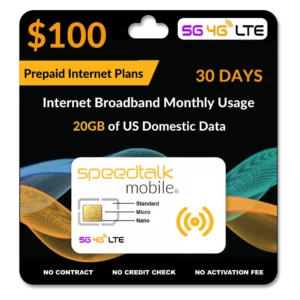 $100 A Month 20GB Data Internet Plan